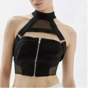 ⭐️ UO Axel Mesh Hardware Cropped Crop Hipster Hippie Art Goth Punk Chic Blouse
